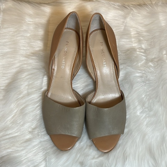 Franco Sarto Tan Nude Open Toe Heels Shoes - Picture 2 of 16